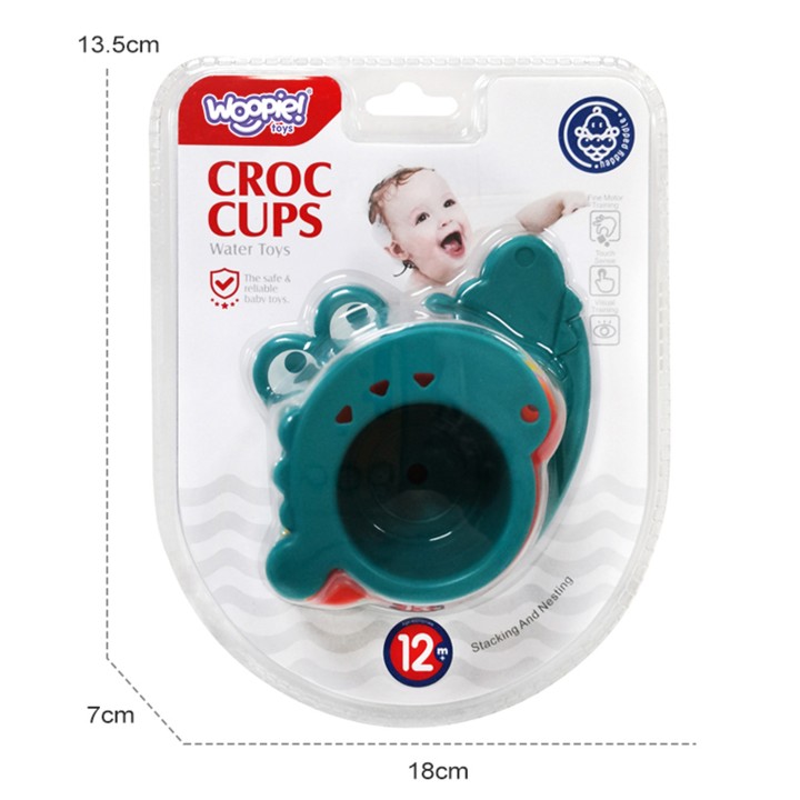 Woopie Baby Bath Crocodile Overflow Cups - Toy