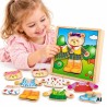 VIGA Drewniana Układanka Logiczna Puzzle Ubierz Misia Dziewczynkę