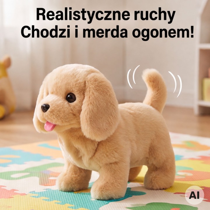 Interaktywny Pluszowy Piesek na Smyczy z Akcesoriami Woopie