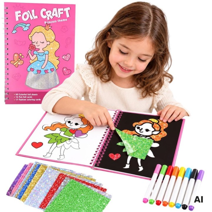 Princess Woopie Foil Coloring Page Art Set