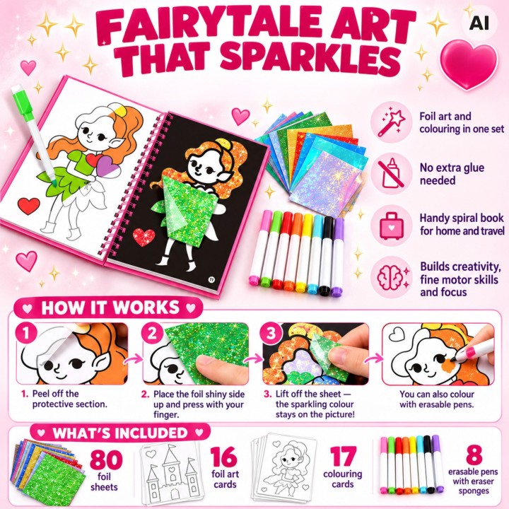Princess Woopie Foil Coloring Page Art Set