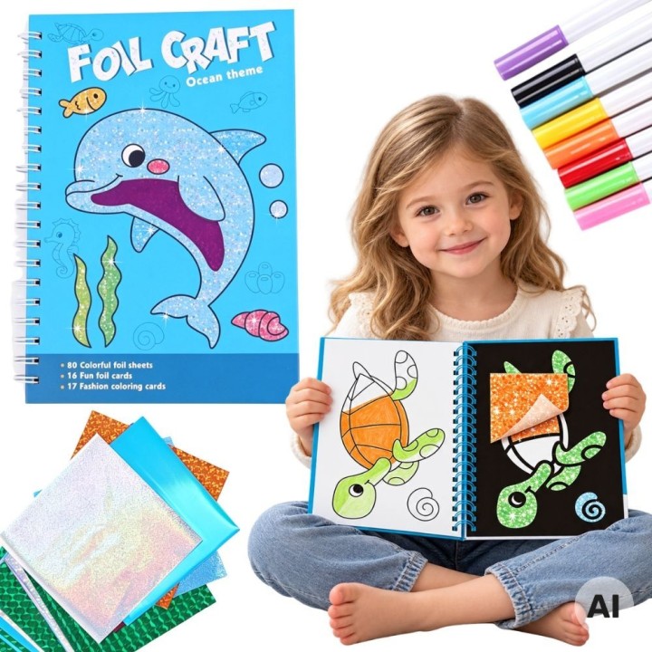 Wyklejanka Kolorowanka Zestaw Artystyczny Folia PlayfulMario - Ocean
