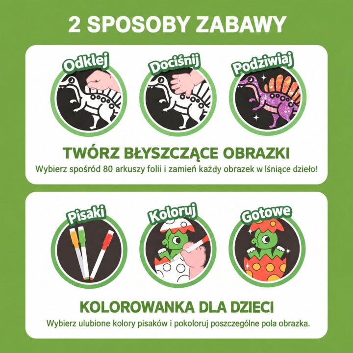 Glossy Foil Sticker Art Set Dinosaurs Woopie