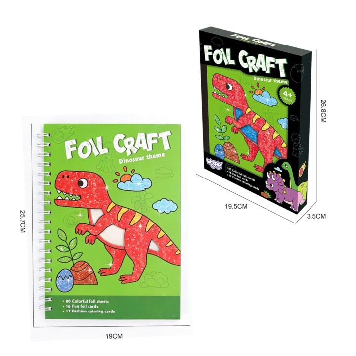 Zestaw Plastyczny Wyklejanka Błyszcząca Folia Dinozaury Woopie