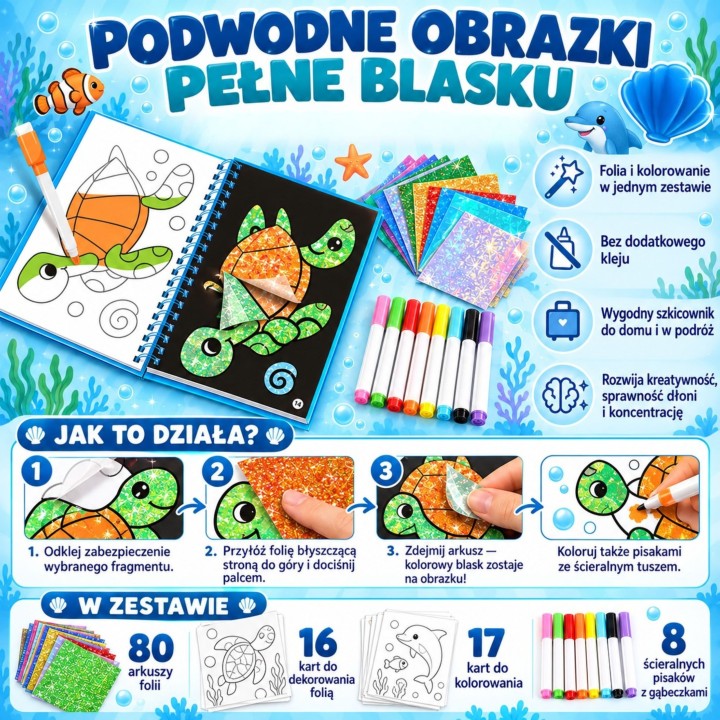 Coloring Book Art Set Foil PlayfulMario - Ocean