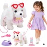 WOOPIE Interactive White Dog on a Leash with Accessories
