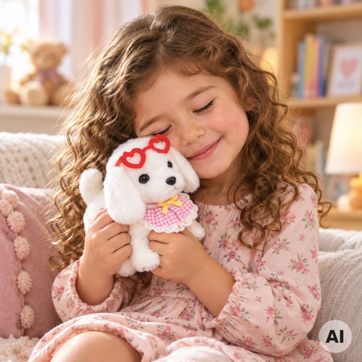 Woopie Plush Dog on a Leash with Accessories - Care Set