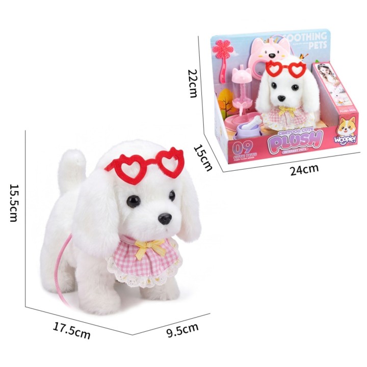Woopie Plush Dog on a Leash with Accessories - Care Set