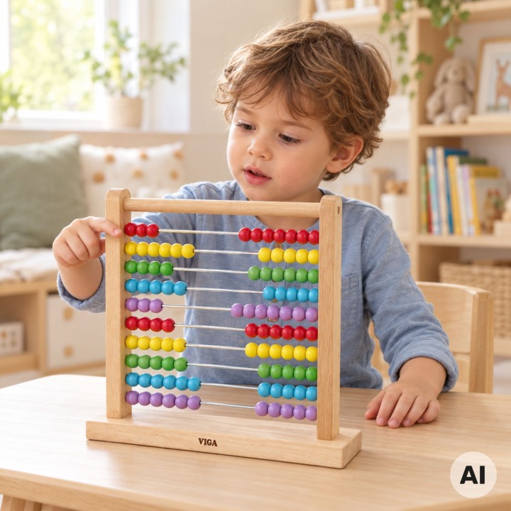 Wooden Educational Abacus VIGA - 100 Beads for Learning