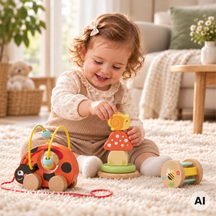 Drewniany Zestaw Edukacyjny Biedronka 3w1 TOOKY TOY
