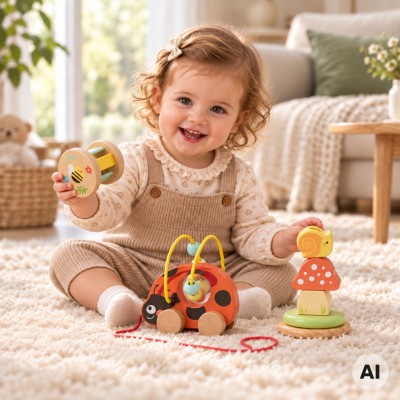 Drewniany Zestaw Edukacyjny Biedronka 3w1 TOOKY TOY
