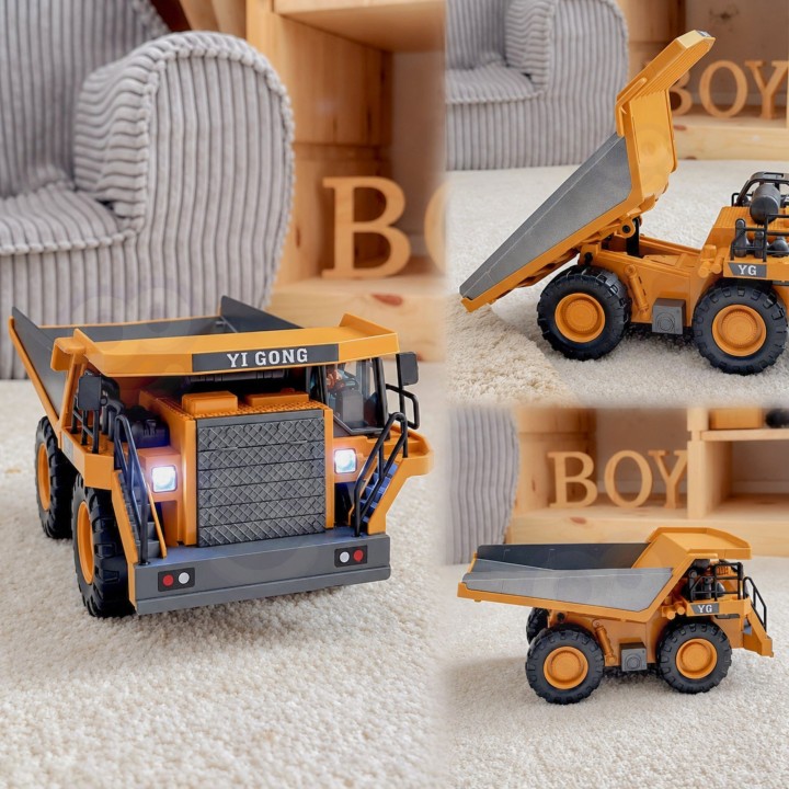 RC Woopie Construction Dump Truck - 9 Channels 2.4 GHz, Metal, Sound