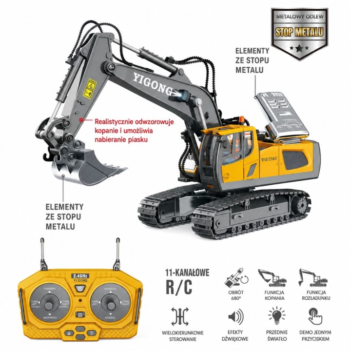 Woopie Excavator - Remote Controlled Metal Construction Machine
