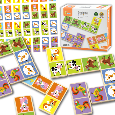Drewniana gra Domino Farma Viga Toys 28 elementów