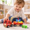 VIGA Drewniany Dźwig Samochód Ciężarówka z Kontenerami Magnes Montessori 18 m+