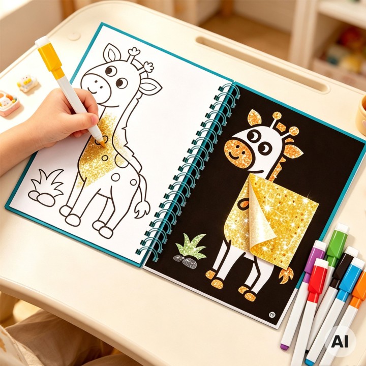 Scratch-Off Sticker Glossy Foil Animals Woopie - Set