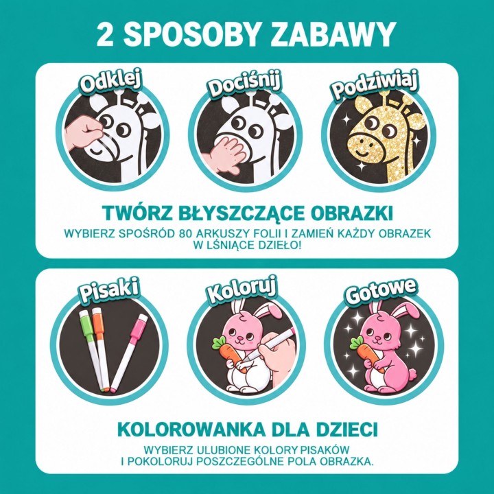 Scratch-Off Sticker Glossy Foil Animals Woopie - Set