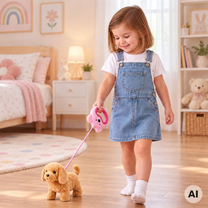 Woopie Interactive Plush Dog on a Leash with Accessories