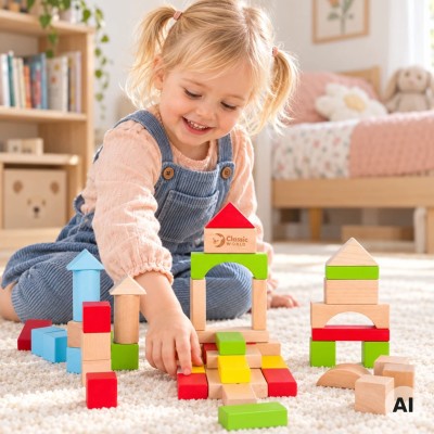 Wooden Blocks CLASSIC WORLD 50 pcs - Toy for Children