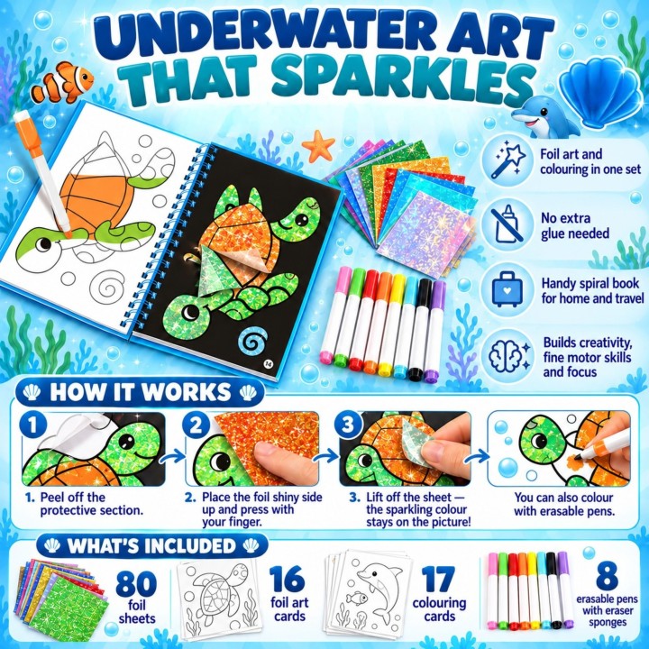 Coloring Book Art Set Foil PlayfulMario - Ocean