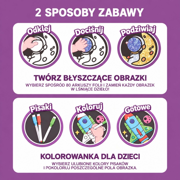 Zestaw Plastyczny Wyklejanka Błyszcząca Folia Kosmos Woopie