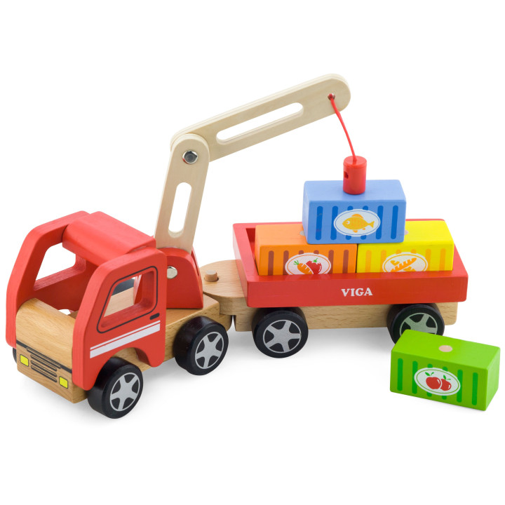 VIGA Wooden Crane with Containers