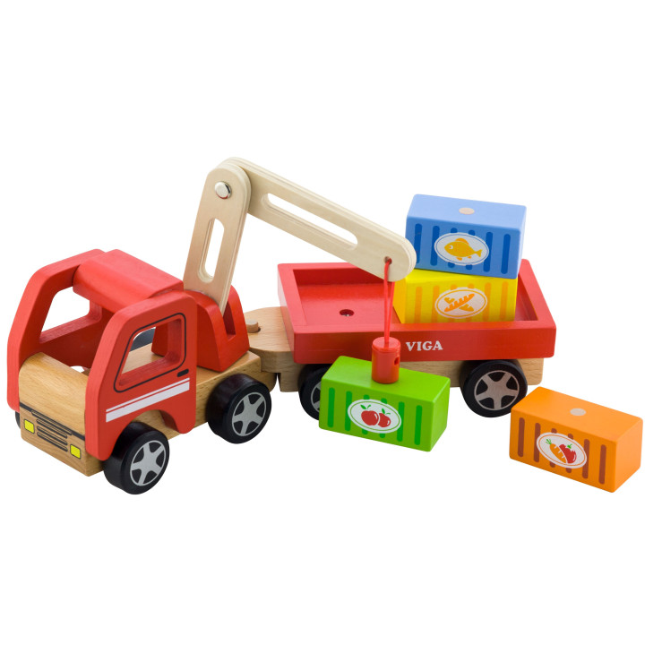 VIGA Wooden Crane with Containers