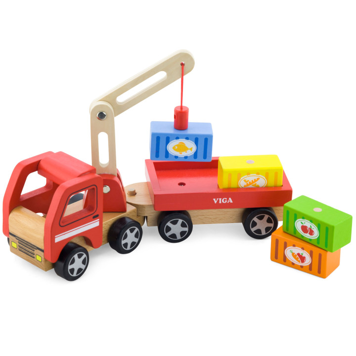 VIGA Wooden Crane with Containers