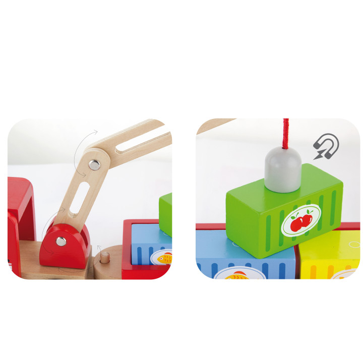 VIGA Wooden Crane with Containers