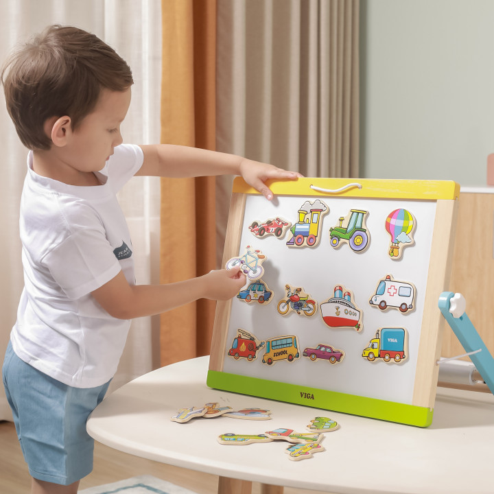 VIGA Wooden Vehicle Magnets Set