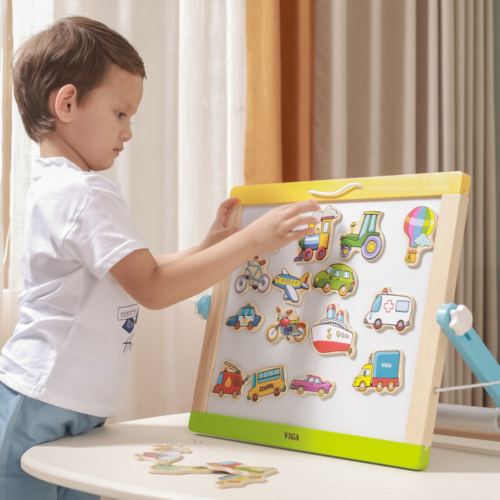 Drewniany zestaw magnesów Pojazdy Viga Toys