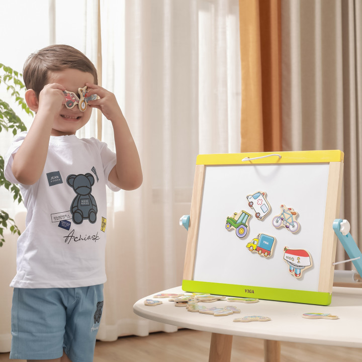 Drewniany zestaw magnesów Pojazdy Viga Toys