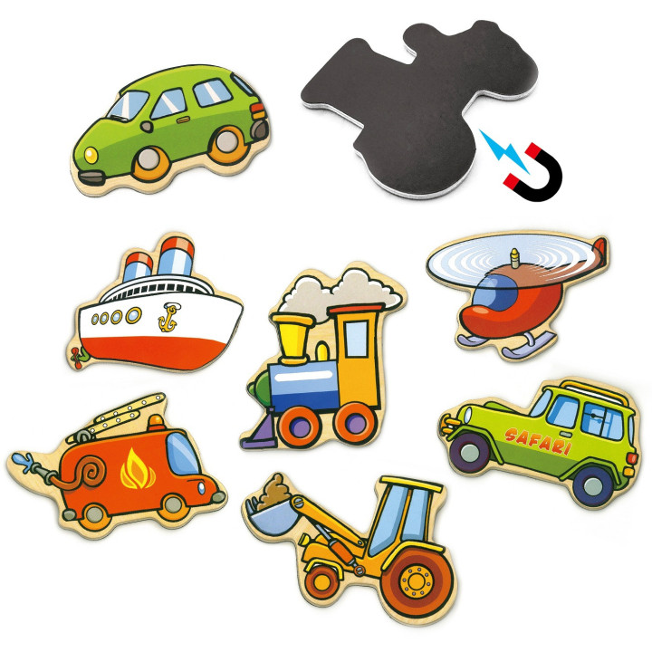 Drewniany zestaw magnesów Pojazdy Viga Toys