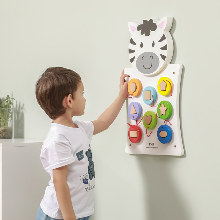 Drewniana Gra Dopasuj kształty Zebra Viga Toys