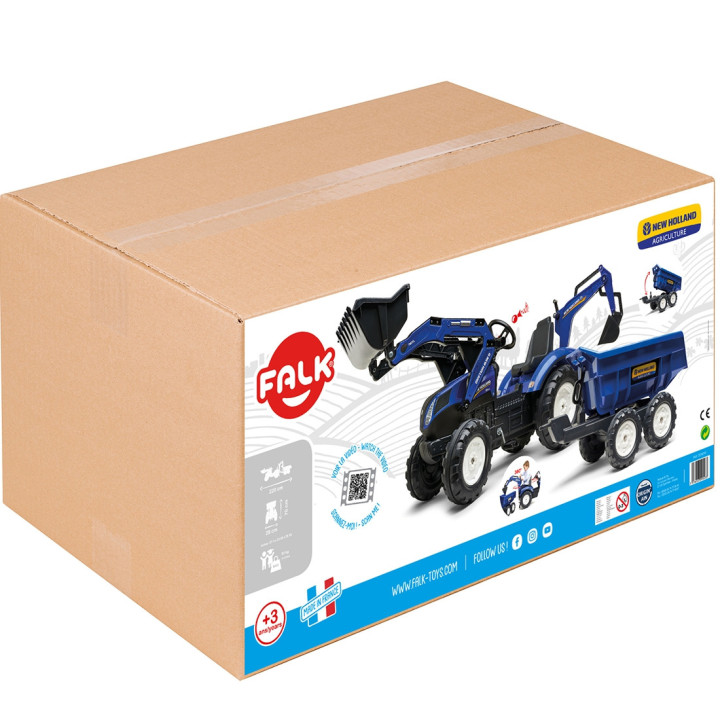 FALK New Holland T8 Pedal Tractor with Backhoe and Trailer 3-7 years