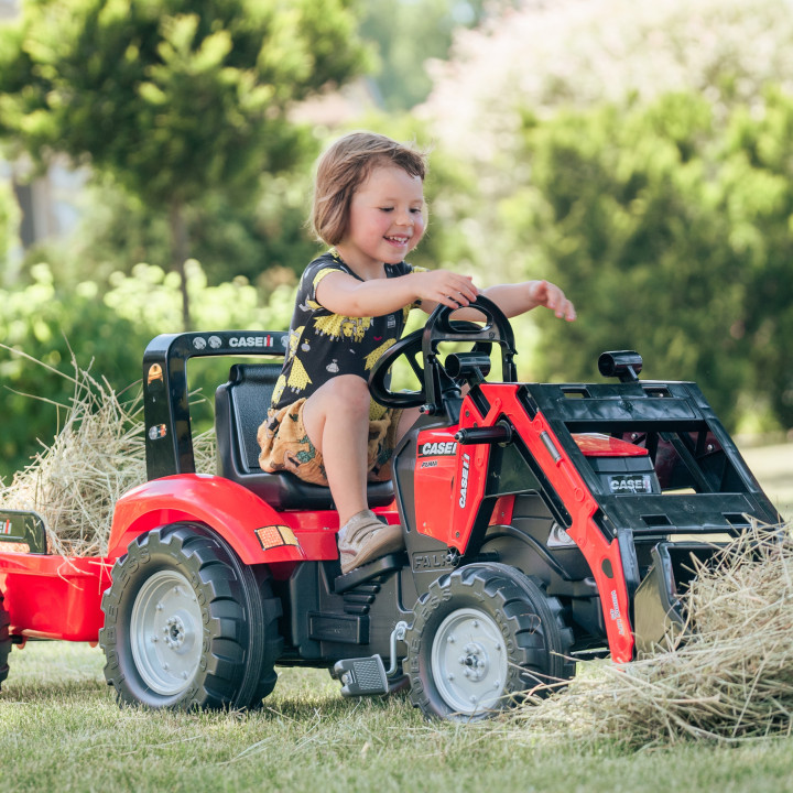 FALK Case Pedal Tractor with Bucket and Trailer Red from 3 Years