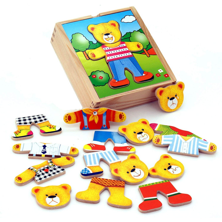 Viga Drewniane Puzzle Układanka Ubierz Misia