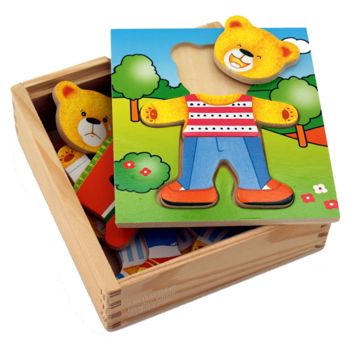Viga Drewniane Puzzle Układanka Ubierz Misia