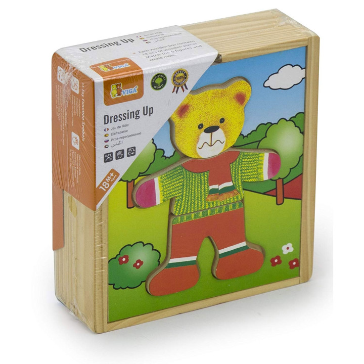Viga Drewniane Puzzle Układanka Ubierz Misia