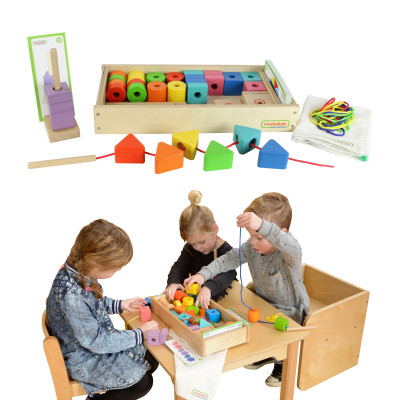 Drewniana Sznurowanka Duża Kolorowa Masterkidz (Zestaw 2)
