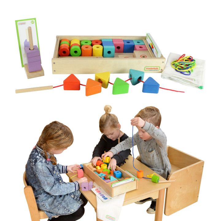 Drewniana Sznurowanka Duża Kolorowa Masterkidz (Zestaw 2)