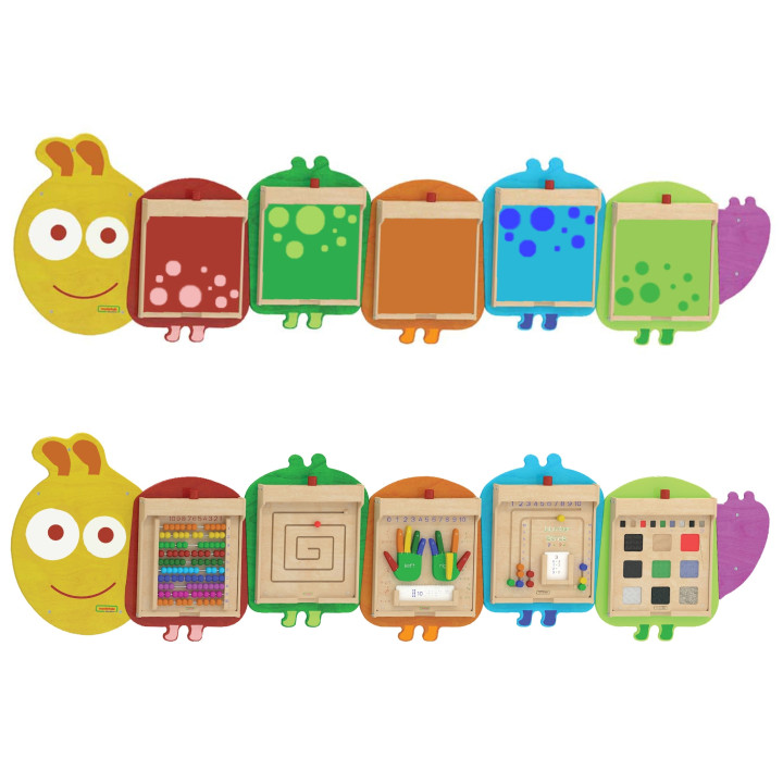 MASTERKIDZ Flex Wall Mounting System for 5 Educational Boards - Caterpillar