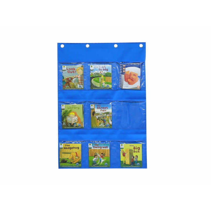 MASTERKIDZ Fabric Hanging Sheet with Pockets for Books and Pictures Blue