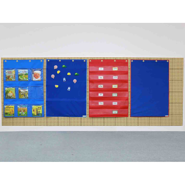 MASTERKIDZ Fabric Hanging Sheet with Pockets for Books and Pictures Blue