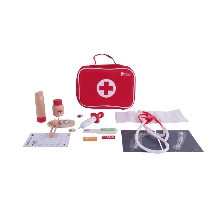 CLASSIC WORLD Wooden Set Little Doctor's Suitcase 19 pcs.