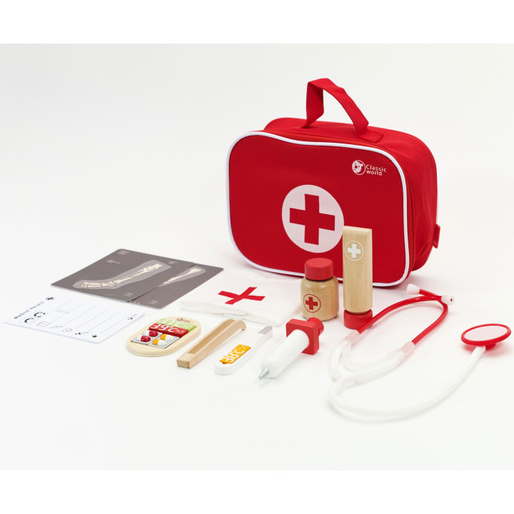 CLASSIC WORLD Wooden Set Little Doctor's Suitcase 19 pcs.
