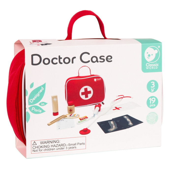CLASSIC WORLD Wooden Set Little Doctor's Suitcase 19 pcs.