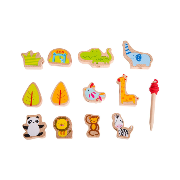 Sznurowanka Dla Dzieci Drewniane Koraliki Dla Dzieci ZOO Classic World
