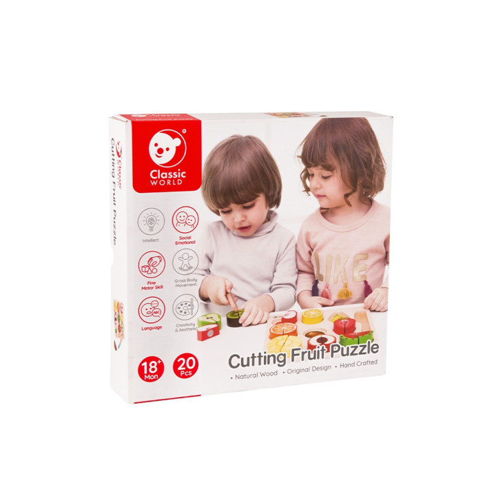 CLASSIC WORLD Montessori Fruit Cutting Set with Velcro 20 pcs.