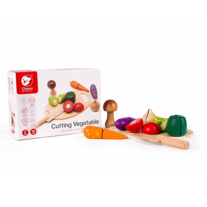 CLASSIC WORLD Wooden Vegetable Cutter Set with Velcro 16 pcs.